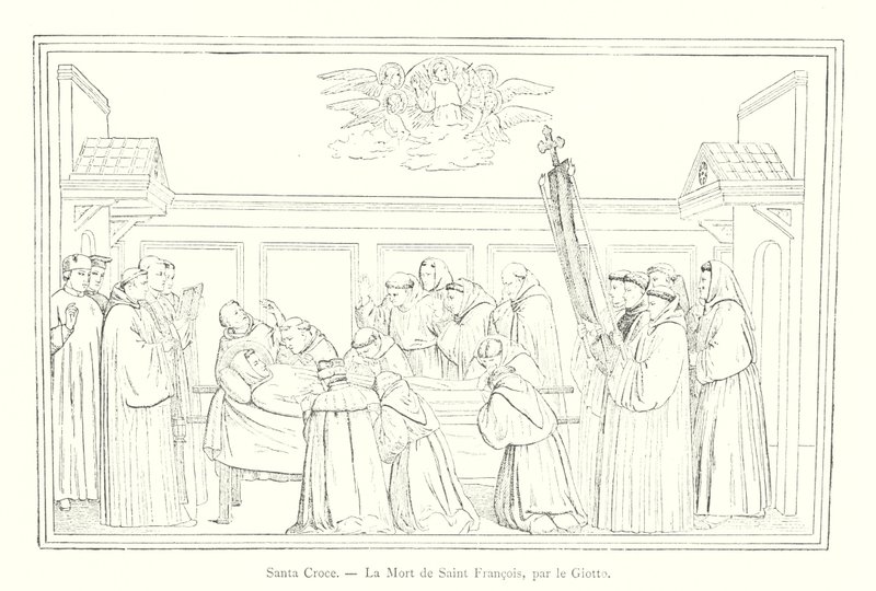 Santa Croce, Pyhän Franciscuksen kuolema, Giotto (kaiverrus) tekijältä Italian School