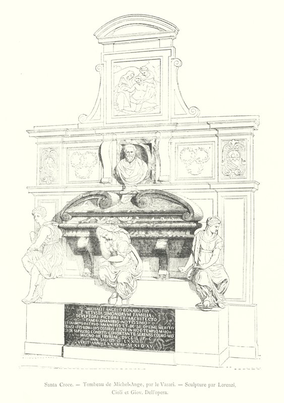 Santa Croce, Michelangelon hauta, Vasari, Veistos Lorenzi, Cioli ja Giov Dell