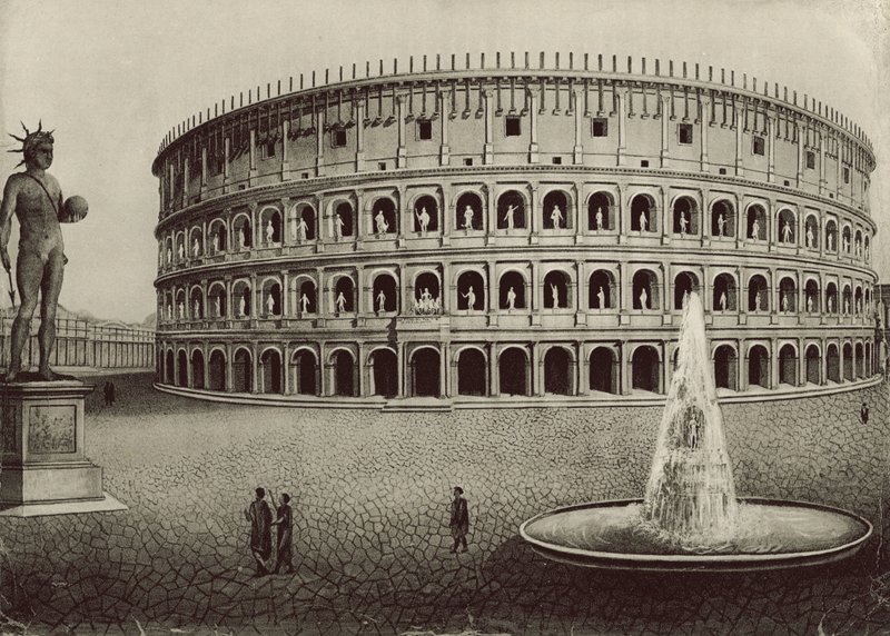 Colosseum kunnostettu (litho) tekijältä Italian School
