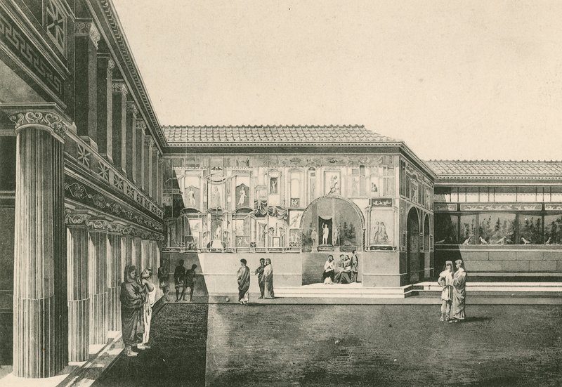 Stabian Baths - Stukkojen piha sellaisena kuin se oli (syväpaino) tekijältä Italian School