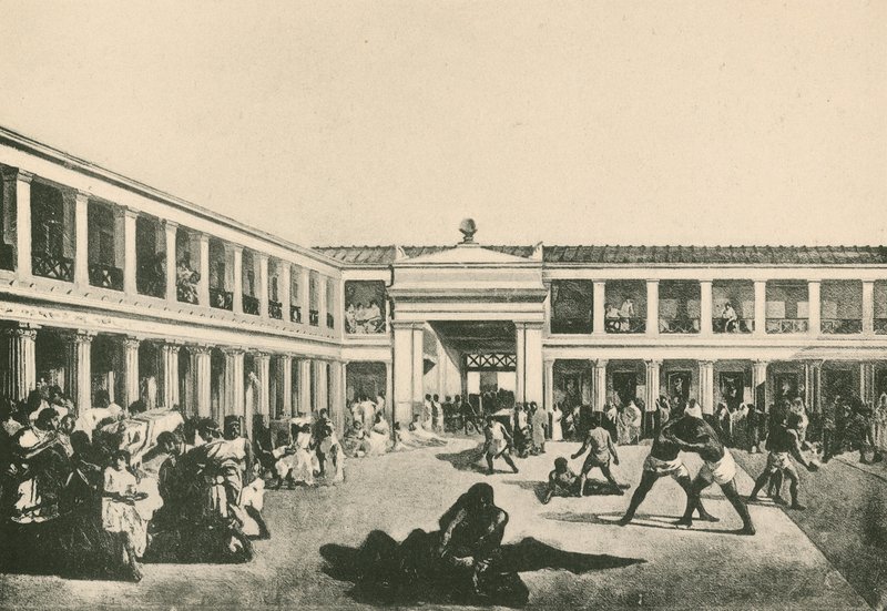 Stabian Baths - Painipaikka sellaisena kuin se oli (syväpaino) tekijältä Italian School