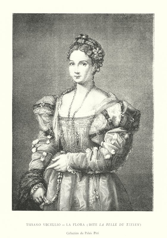 Tiziano Vecellio, La Flora, Dite La Belle du Titien, Collection du Palais Pitti (kaiverrus) tekijältä Italian School