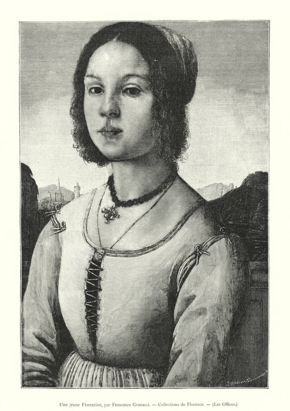 Nuori firenzeläinen, kirjoittanut Francesco Granacci, Firenzen kokoelmat, Uffizi (kaiverrus) tekijältä Italian School