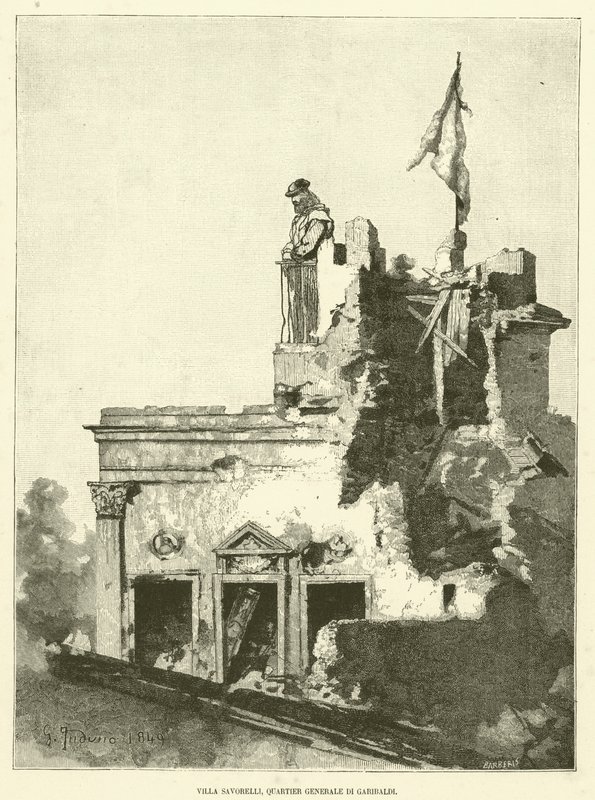 Villa Savorelli, Garibaldin päämaja (kaiverrus) tekijältä Italian School