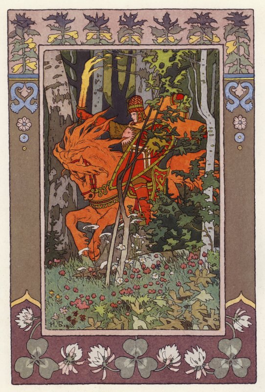 Kuvitus Vassilisa The Beautiful (väri litho) tekijältä Ivan Yakovlevich Bilibin