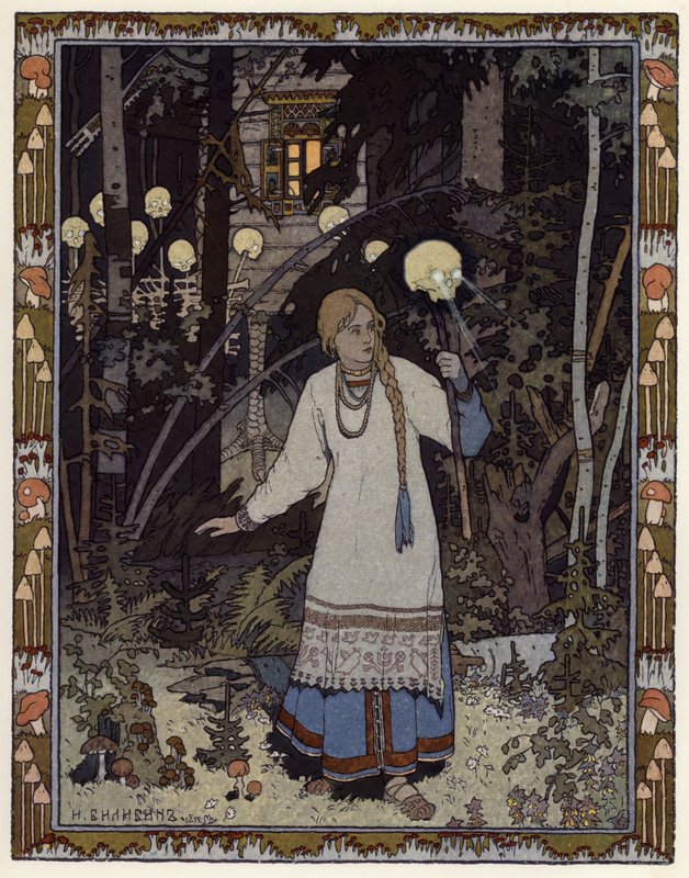 Kuvitus Vassilisa The Beautiful (väri litho) tekijältä Ivan Yakovlevich Bilibin