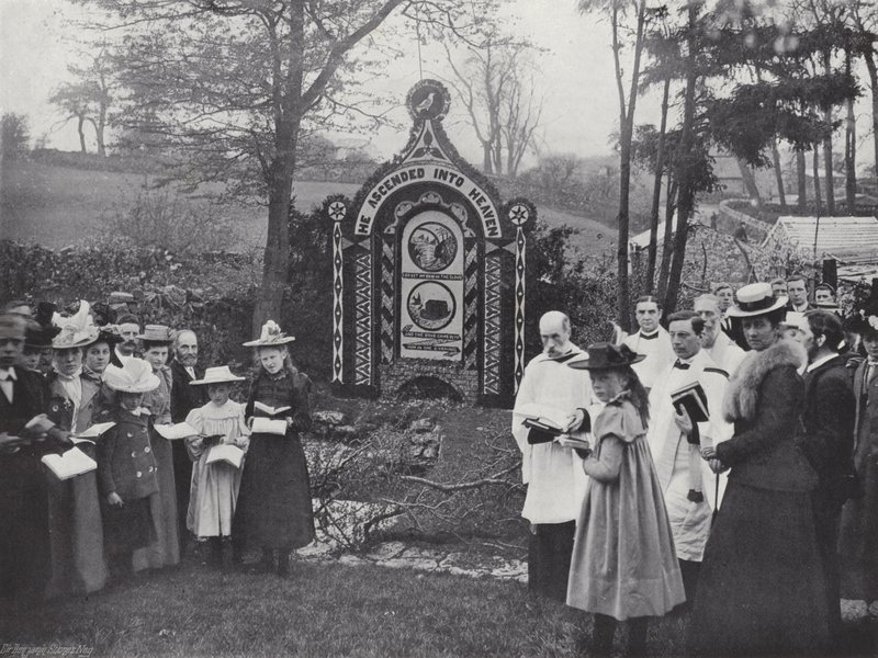 Tissington Well Dressing, lukee Psalmeja arkkukaivossa tekijältä J. Benjamin Stone