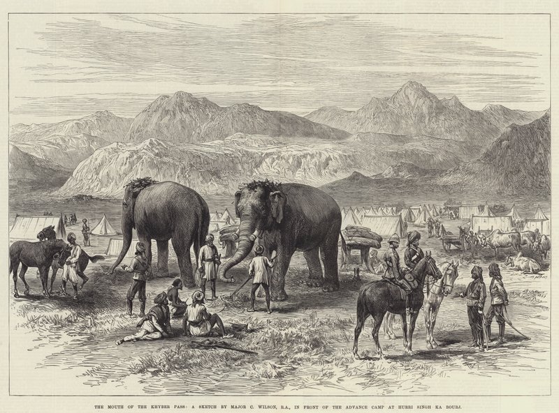 Khyber-solan suu, Advance Camp -leirin edessä Hurri Singh Ka Bourjissa tekijältä J.C. Wilson