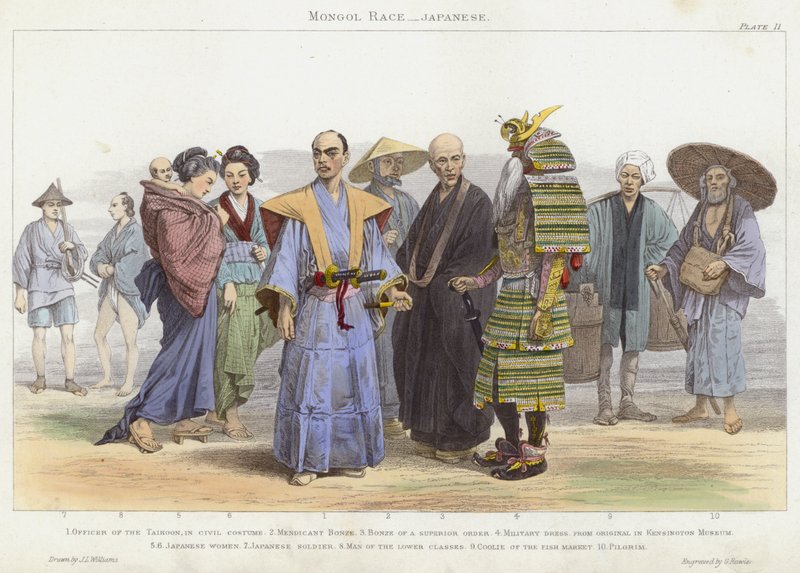 Mongol Race, Japani (värillinen kaiverrus) tekijältä J.L. (after) Williams