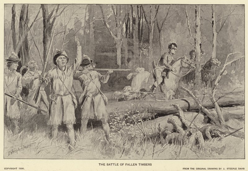 The Battle of Fallen Timbers (litho) tekijältä J. (after) Steeple Davis