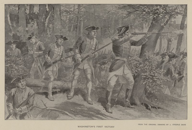 Washingtonin ensimmäinen voitto (litho) tekijältä J. (after) Steeple Davis