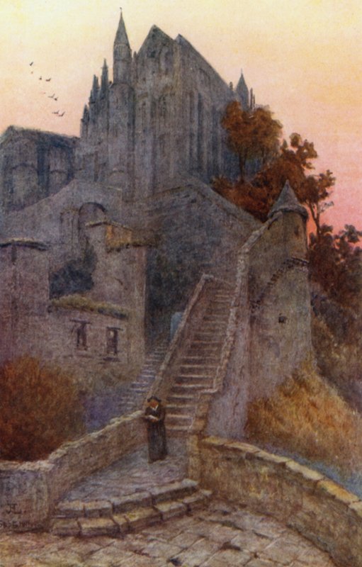 The Wonder, Mont St Michel (väri litho) tekijältä J. Hardwicke Lewis