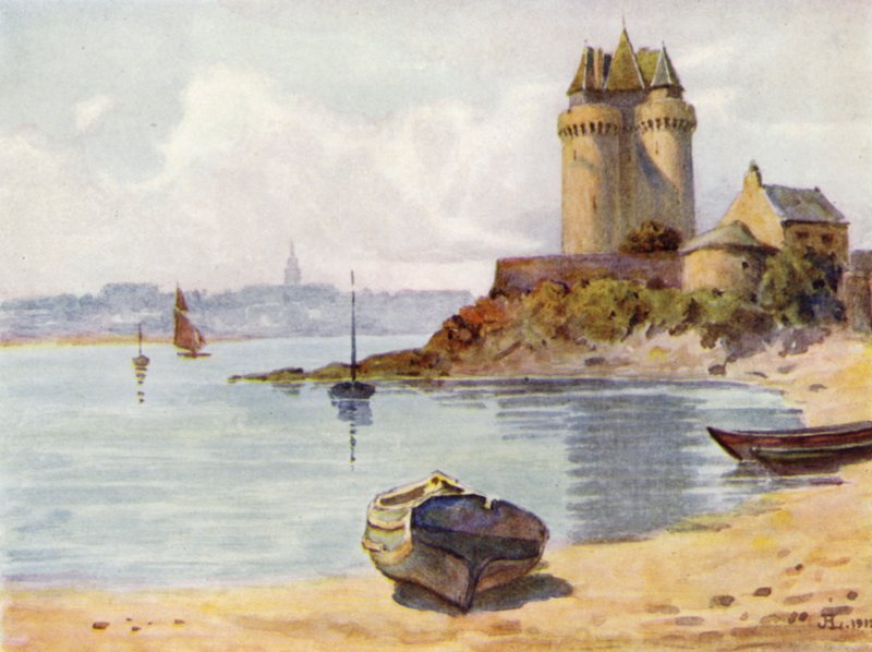 La Tour Solidor, St Servan (väri litho) tekijältä J. Hardwicke Lewis