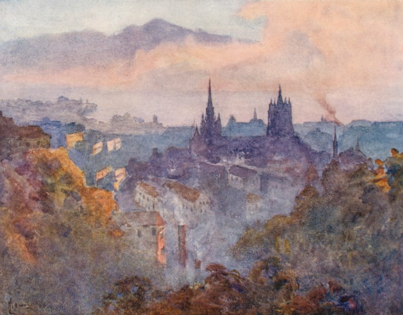 Lausanne signaalin suunnasta (värilitografia) tekijältä J. Hardwicke Lewis