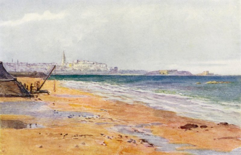 St Malo, Grand ja Petit Bey, Rochebonnesta (värilitho) tekijältä J. Hardwicke Lewis