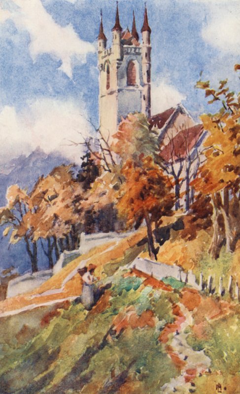 Pyhän Martinuksen kirkko, Vevey (värilitro) tekijältä J. Hardwicke Lewis
