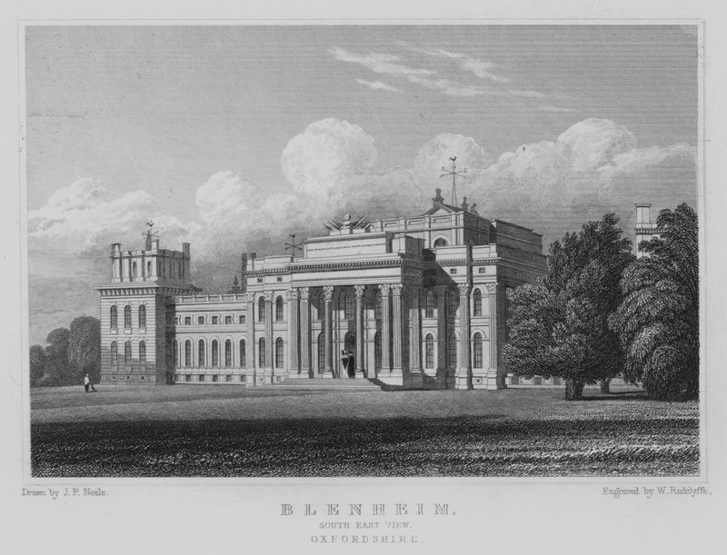 Blenheim, South East View, Oxfordshire (kaiverrus) tekijältä John Preston Neale