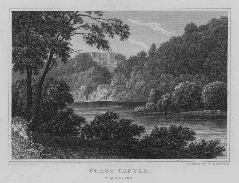 Corby Castle, Cumberland (kaiverrus) tekijältä John Preston Neale