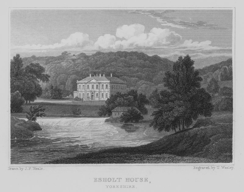 Esholt House, Yorkshire (kaiverrus) tekijältä John Preston Neale