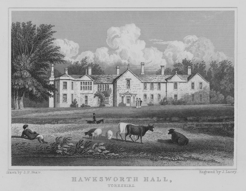 Hawksworth Hall, Yorkshire (kaiverrus) tekijältä John Preston Neale