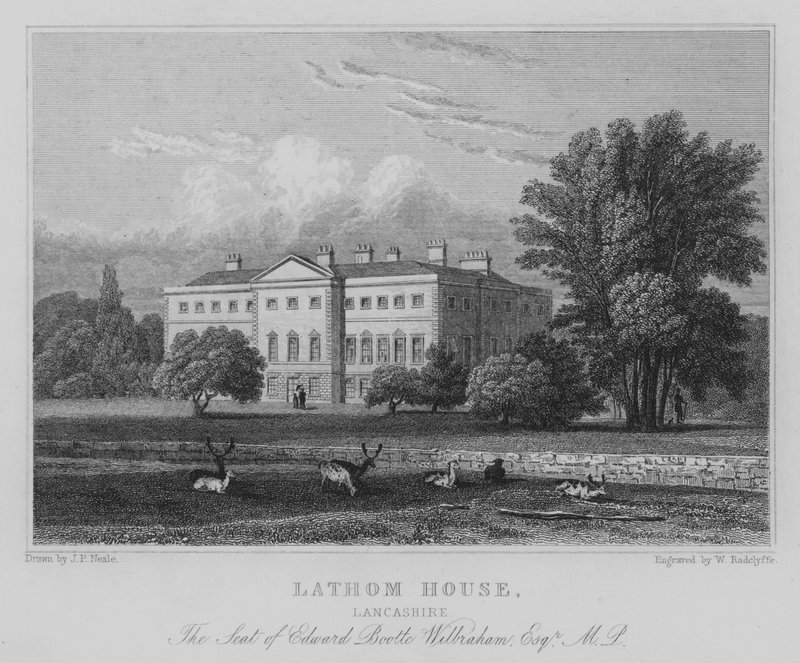 Lathom House, Lancashire, Edward Boolte Wilbrahamin istuin, Esquire, kansanedustaja (kaiverrus) tekijältä John Preston Neale
