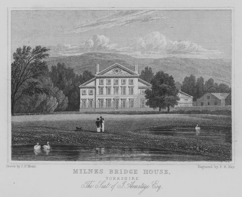 Milnes Bridge House, Yorkshire, J Armitagen istuin, Esquire (kaiverrus) tekijältä John Preston Neale