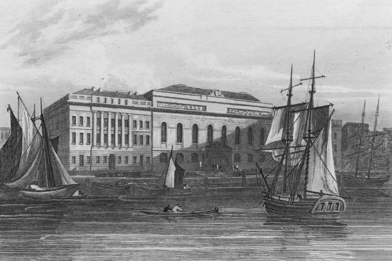 New Custom House, Lontoo (kaiverrus) tekijältä John Preston Neale