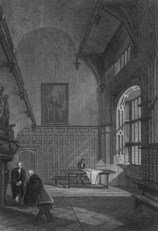 Charter House, suuren salin sisustus (kaiverrus) tekijältä John Preston Neale
