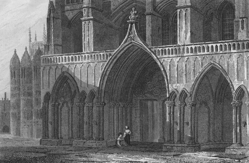 Westminster Abbey, North Porch, osa Henry 7th Chapelista (kaiverrus) tekijältä John Preston Neale