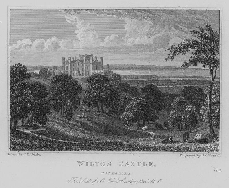 Wilton Castle, Yorkshire, Sir John Lowtherin istuin, Baronet, kansanedustaja (kaiverrus) tekijältä John Preston Neale
