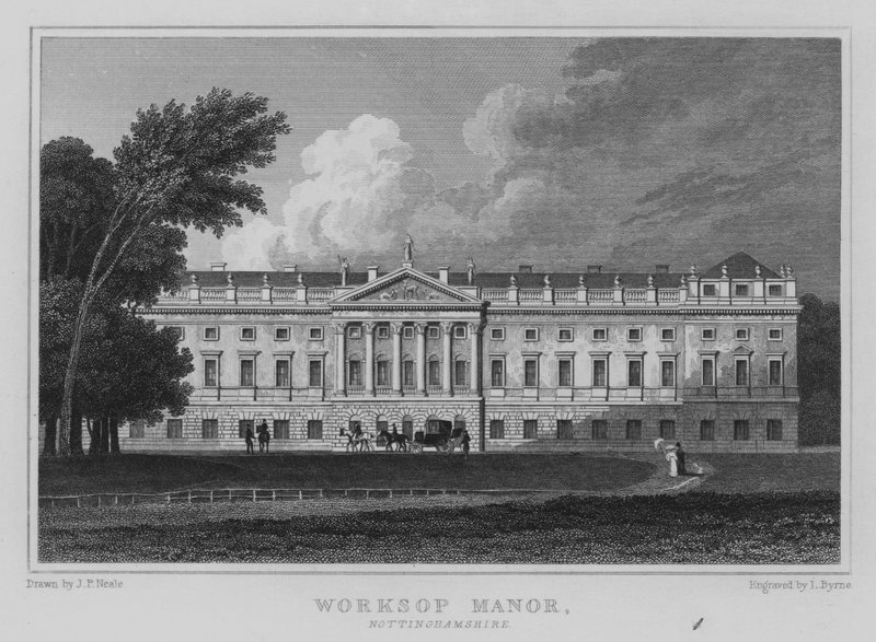 Worksop Manor, Nottinghamshire (kaiverrus) tekijältä John Preston Neale
