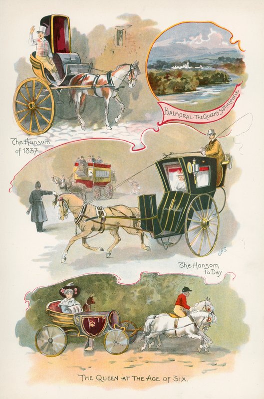 Hansom vuodelta 1837 ja Hansom nykypäivänä tekijältä J. R. Sinclair