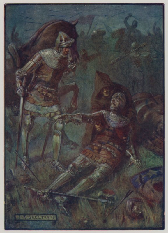 James, Douglasin toinen jaarli, taisteli englantilaisia vastaan Otterburnin taistelussa, 1388 tekijältä J. R. Skelton
