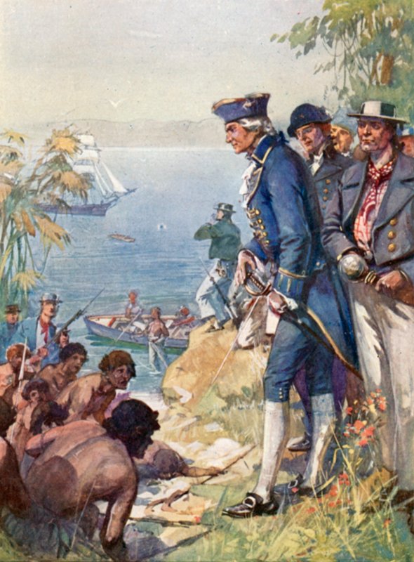 Kapteeni Cook maihin Tahitissa, 1769 tekijältä J. Williamson