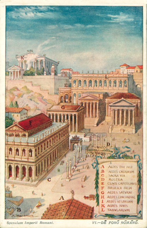 Forum Romanum, antiikin Rooma (väri litho) tekijältä J. Williamson