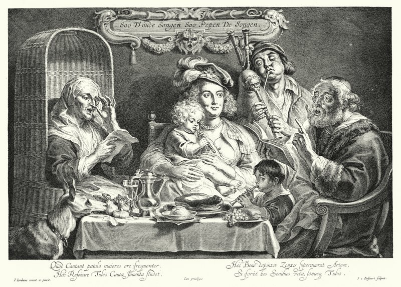Perhekonsertti (kaiverrus) tekijältä Jacob the Elder (after) Jordaens