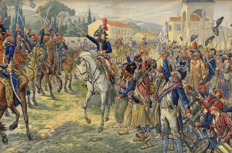 Napoleon Bonaparte saapuessaan miehitetylle Nizzan kaupunkiin tekijältä Jacques Marie Gaston Onfray de Breville (Job)