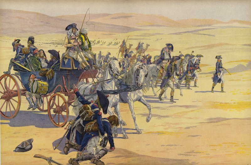 Napoleon Bonaparte ja hänen joukkonsa autiomaassa tekijältä Jacques Marie Gaston Onfray de Breville (Job)