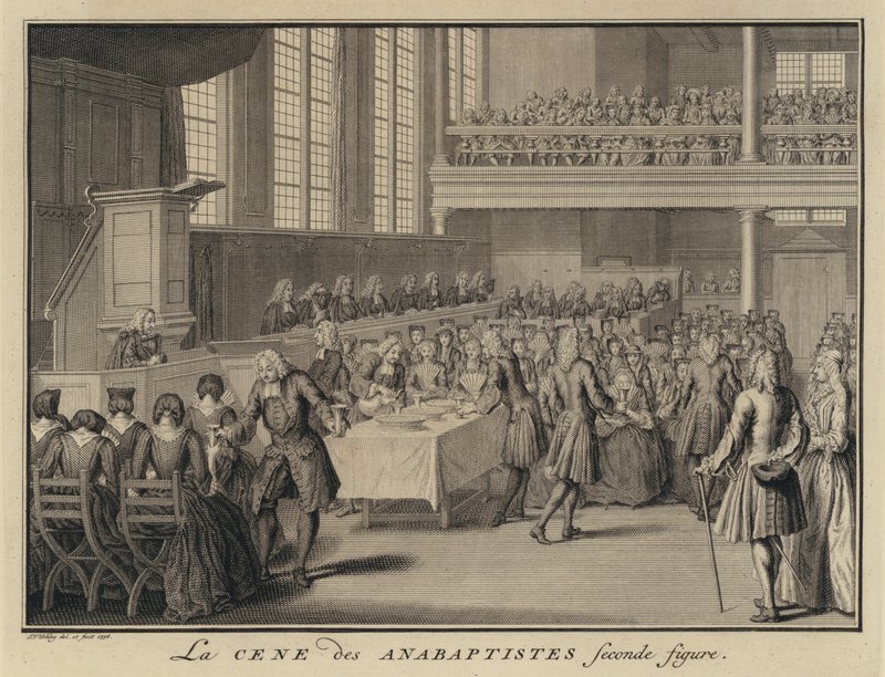 Herran ehtoollinen anabaptistikirkossa (kaiverrus) tekijältä Jakob van der Schley