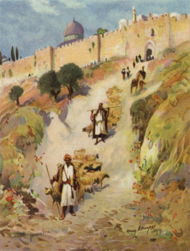 Jerusalem, Pyhän Tapanin portti (väri litho) tekijältä James (after) Clark