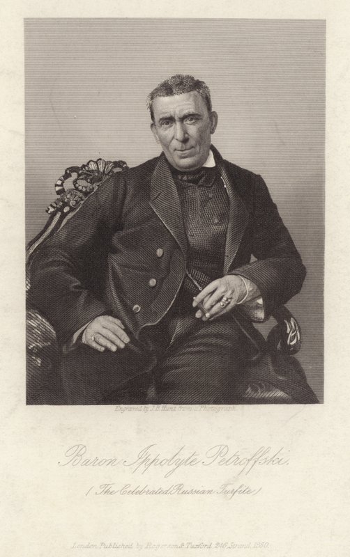 Paroni Hippolyte Petrovski, venäläinen turfite, c1860 kaiverrus tekijältä James B. Hunt