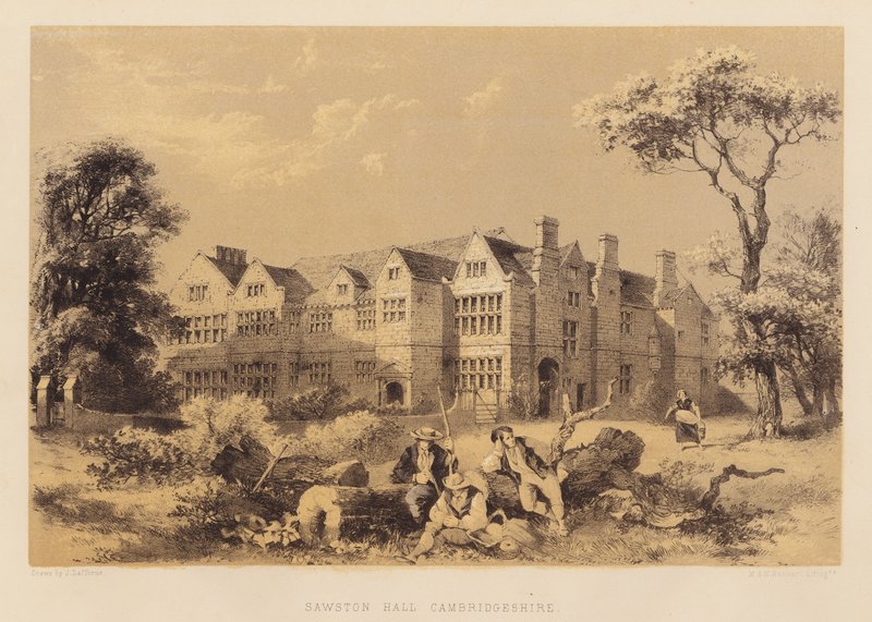 Sawston Hall, Cambridgeshire (akvatinta) tekijältä James Dafforne