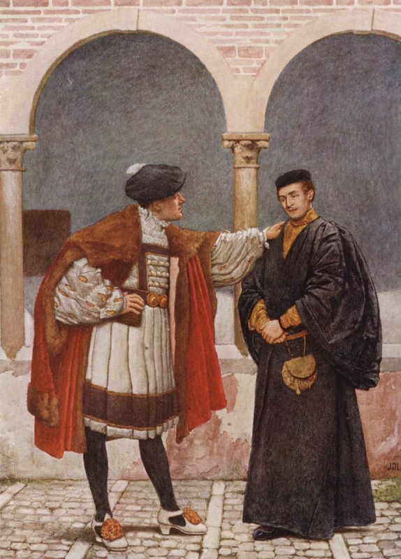 Shakespearen Venetsian kauppias: Antonio ja Bassanio (värilitro). tekijältä James Dromgole Linton