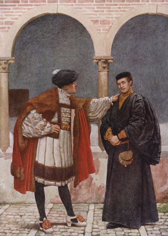 Shakespearen Venetsian kauppias: Antonio ja Bassanio (värilitro). tekijältä James Dromgole Linton