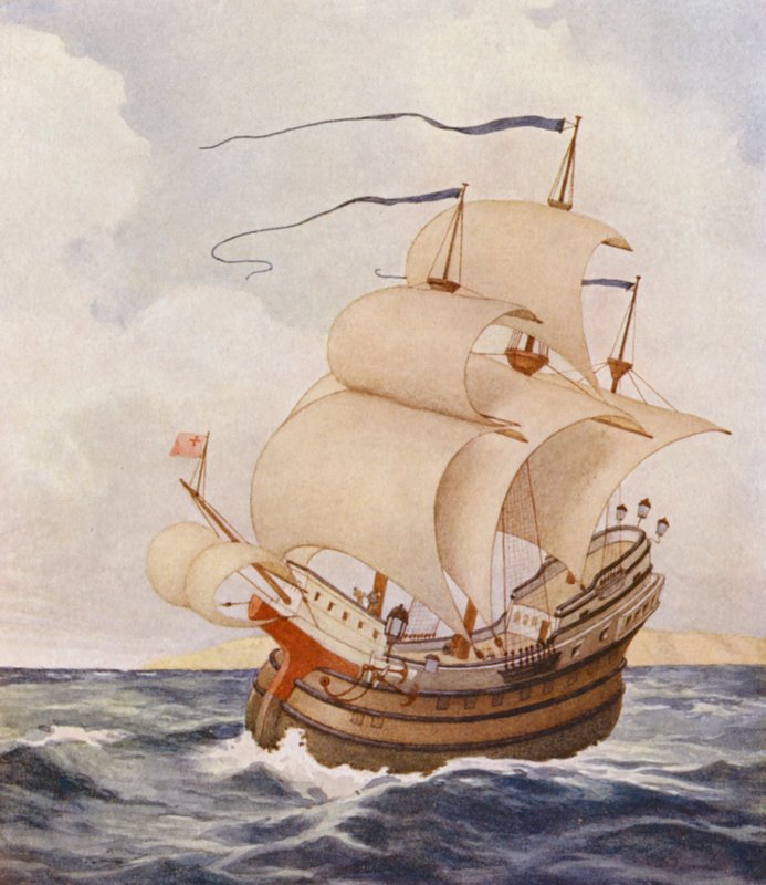 Shakespearen Venetsian kauppias: Antoniuksen Argosy (värilitografia). tekijältä James Dromgole Linton