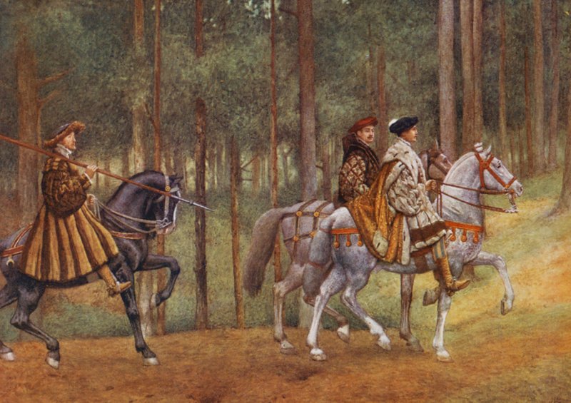 Shakespearen Venetsian kauppias: Bassanio ja Gratiano (värilitro). tekijältä James Dromgole Linton