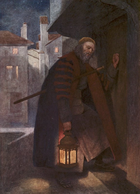 Shakespearen Venetsian kauppias: Shylock (värilitografia) tekijältä James Dromgole Linton