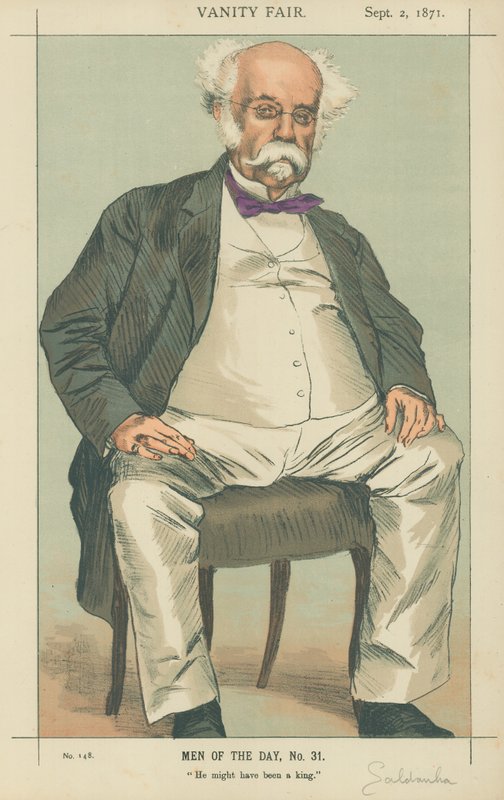 Saldanhan herttua, hän saattoi olla kuningas, 2. syyskuuta 1871, Vanity Fair -sarjakuva (väri litho) tekijältä James Jacques Joseph Tissot