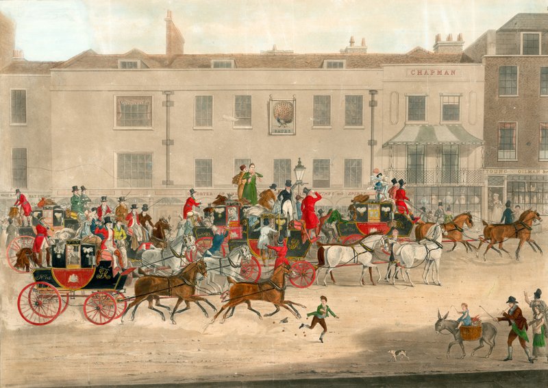 North Country Mails at the Peacock, Islington (James Pollard, 1821) tekijältä James Pollard