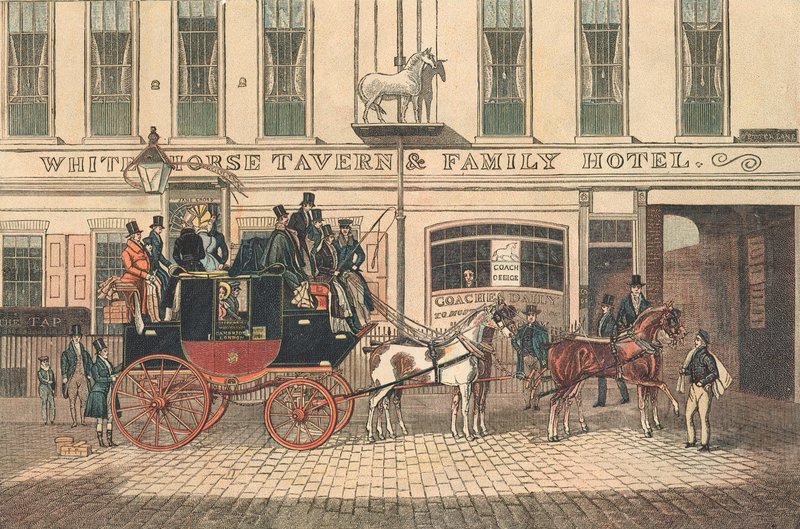 White Horse Tavern ja hotelli, Fetter Lane, Lontoo tekijältä James Pollard